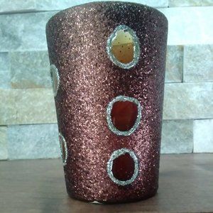 Bronze glitter votive candle holder